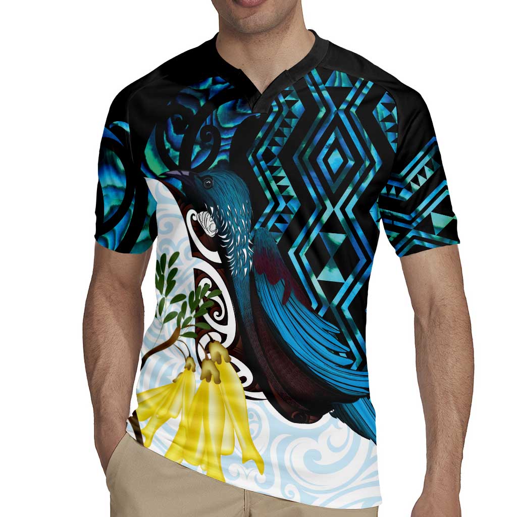 New Zealand Silver Fern Tui Bird Rugby Jersey Maori Kowhai Paua Shell Taniko Motifs