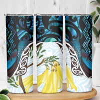 New Zealand Silver Fern Tui Bird Skinny Tumbler Maori Kowhai Paua Shell Taniko Motifs