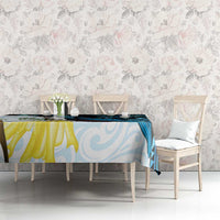 New Zealand Silver Fern Tui Bird Tablecloth Maori Kowhai Paua Shell Taniko Motifs