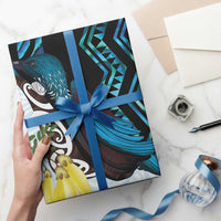 New Zealand Silver Fern Tui Bird Wrapping Paper Maori Kowhai Paua Shell Taniko Motifs - Polynesian Pride