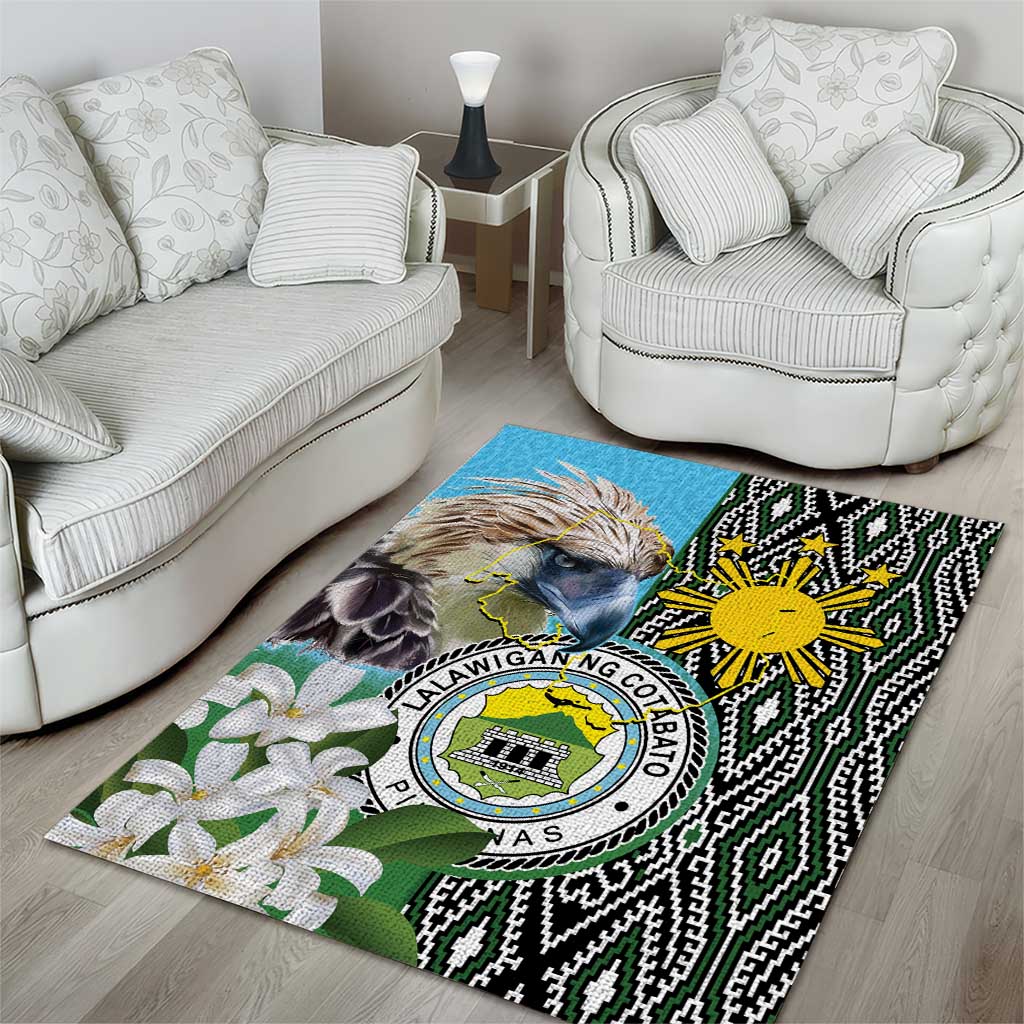 Cotabato Philippines Province Area Rug Filipino Eagle Sampaguita Tinalak Pattern