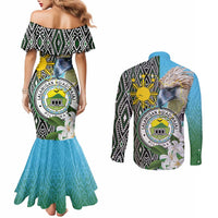 Cotabato Philippines Province Couples Matching Mermaid Dress and Long Sleeve Button Shirt Filipino Eagle Sampaguita Tinalak Pattern