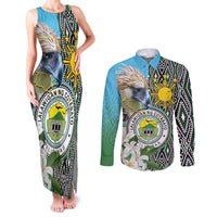 Cotabato Philippines Province Couples Matching Tank Maxi Dress and Long Sleeve Button Shirt Filipino Eagle Sampaguita Tinalak Pattern