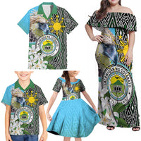 Cotabato Philippines Province Family Matching Off Shoulder Maxi Dress and Hawaiian Shirt Filipino Eagle Sampaguita Tinalak Pattern