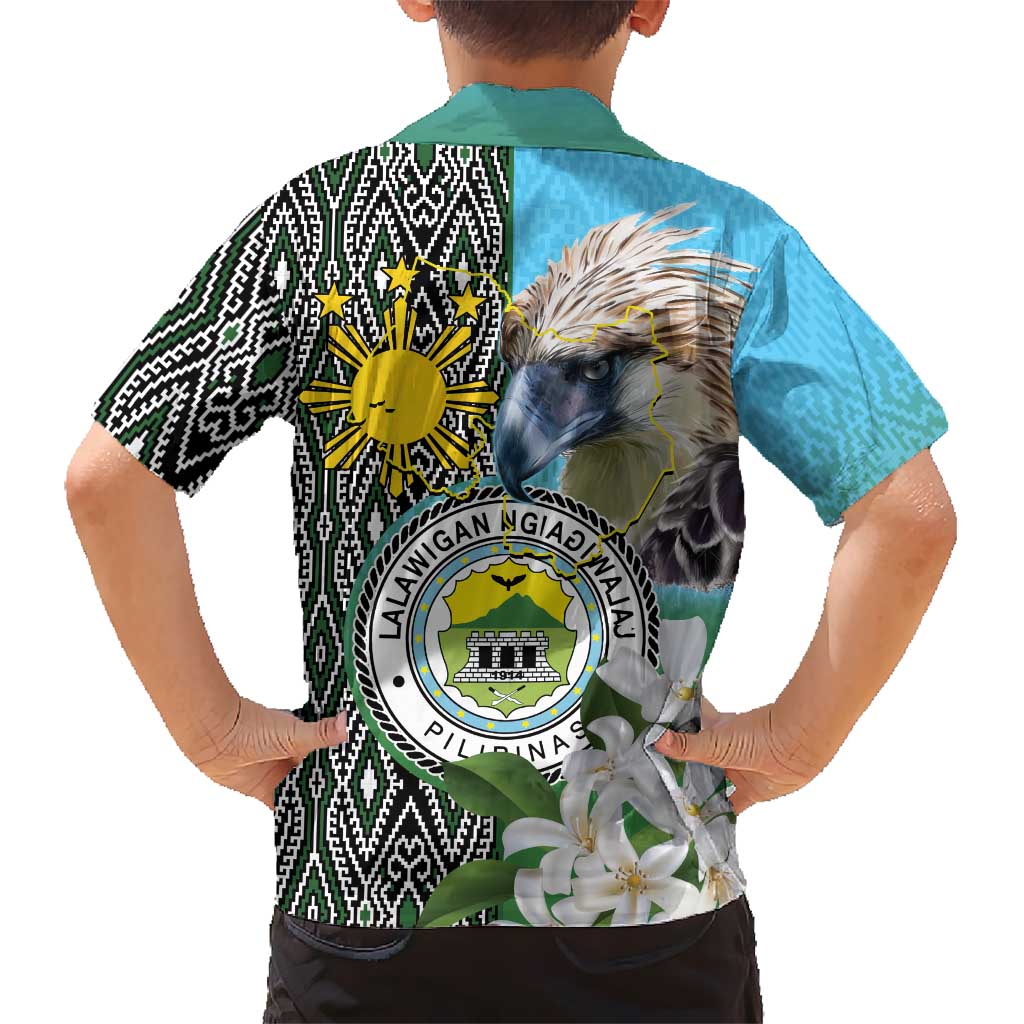 Cotabato Philippines Province Kid Hawaiian Shirt Filipino Eagle Sampaguita Tinalak Pattern