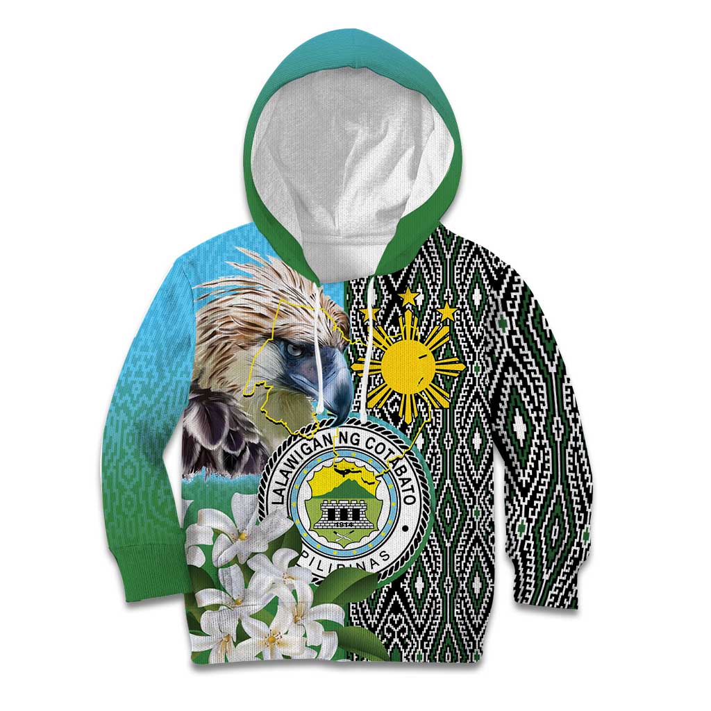 Cotabato Philippines Province Kid Hoodie Filipino Eagle Sampaguita Tinalak Pattern