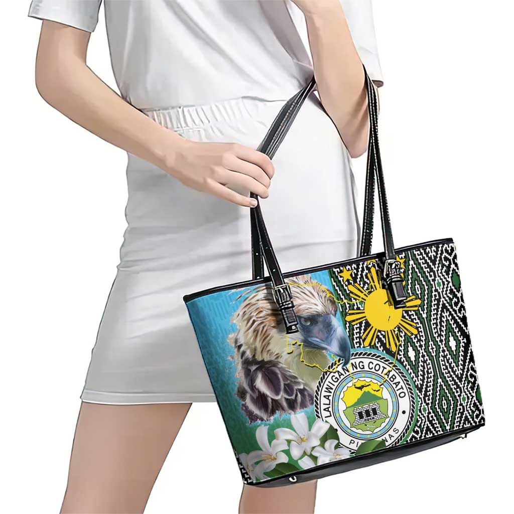 Cotabato Philippines Province Leather Tote Bag Filipino Eagle Sampaguita Tinalak Pattern