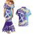 No Story Should End Too Soon Suicide Awareness Couples Matching Mermaid Dress and Hawaiian Shirt Purple And Teal Polynesian Ribbon