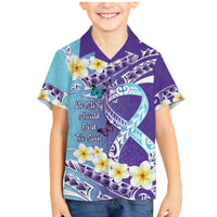 No Story Should End Too Soon Suicide Awareness Family Matching Mermaid Dress and Hawaiian Shirt Purple And Teal Polynesian Ribbon