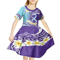 No Story Should End Too Soon Suicide Awareness Kid Short Sleeve Dress Purple And Teal Polynesian Ribbon