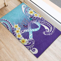 No Story Should End Too Soon Suicide Awareness Rubber Doormat Purple And Teal Polynesian Ribbon
