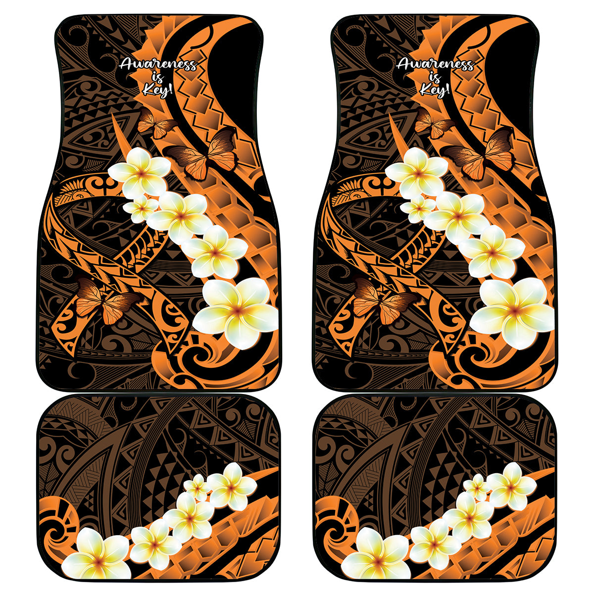 Liver Cancer Awareness Month Car Mats Awareness Is Key Orange Polynesian Ribbon