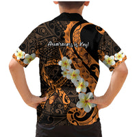 Liver Cancer Awareness Month Family Matching Mermaid Dress and Hawaiian Shirt Awareness Is Key Orange Polynesian Ribbon