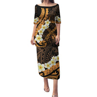 Liver Cancer Awareness Month Family Matching Puletasi and Hawaiian Shirt Awareness Is Key Orange Polynesian Ribbon