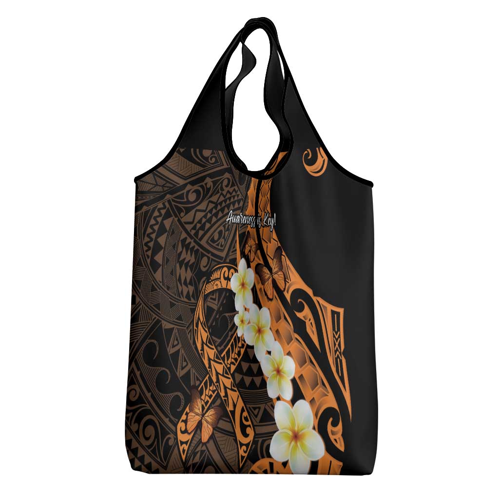 Liver Cancer Awareness Month Grocery Bag Awareness Is Key Orange Polynesian Ribbon LT14 - Polynesian Pride