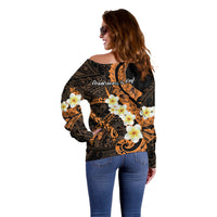 Liver Cancer Awareness Month Off Shoulder Sweater Awareness Is Key Orange Polynesian Ribbon