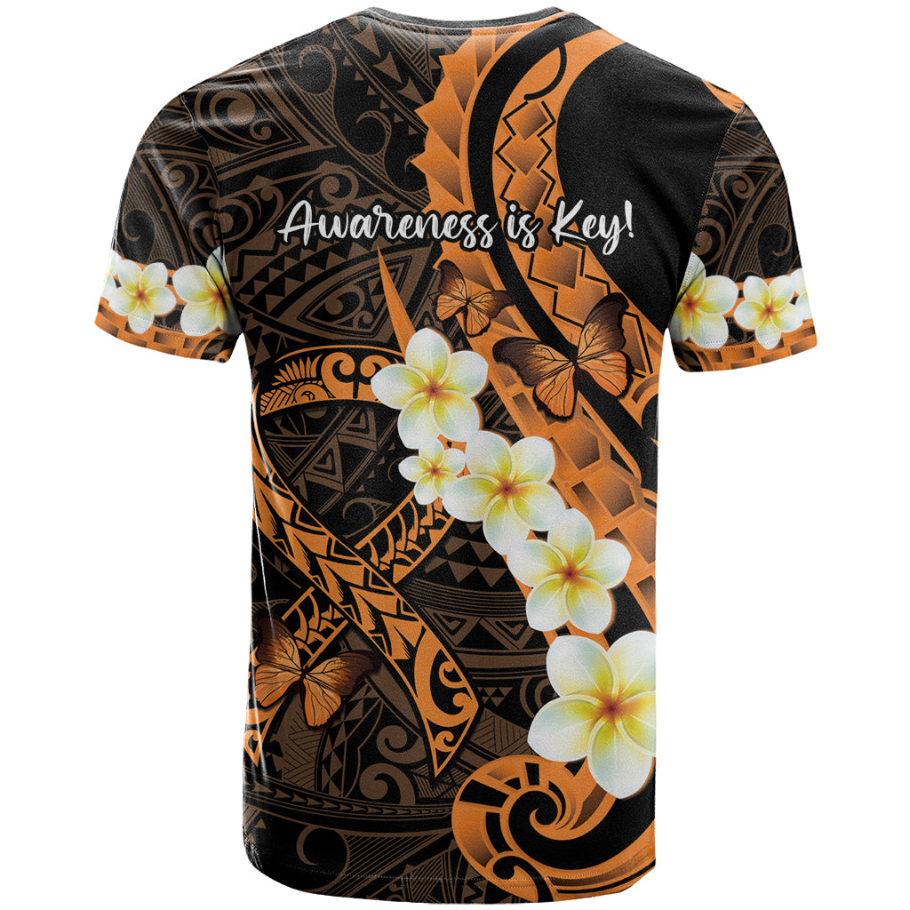 Liver Cancer Awareness Month T Shirt Awareness Is Key Orange Polynesian Ribbon