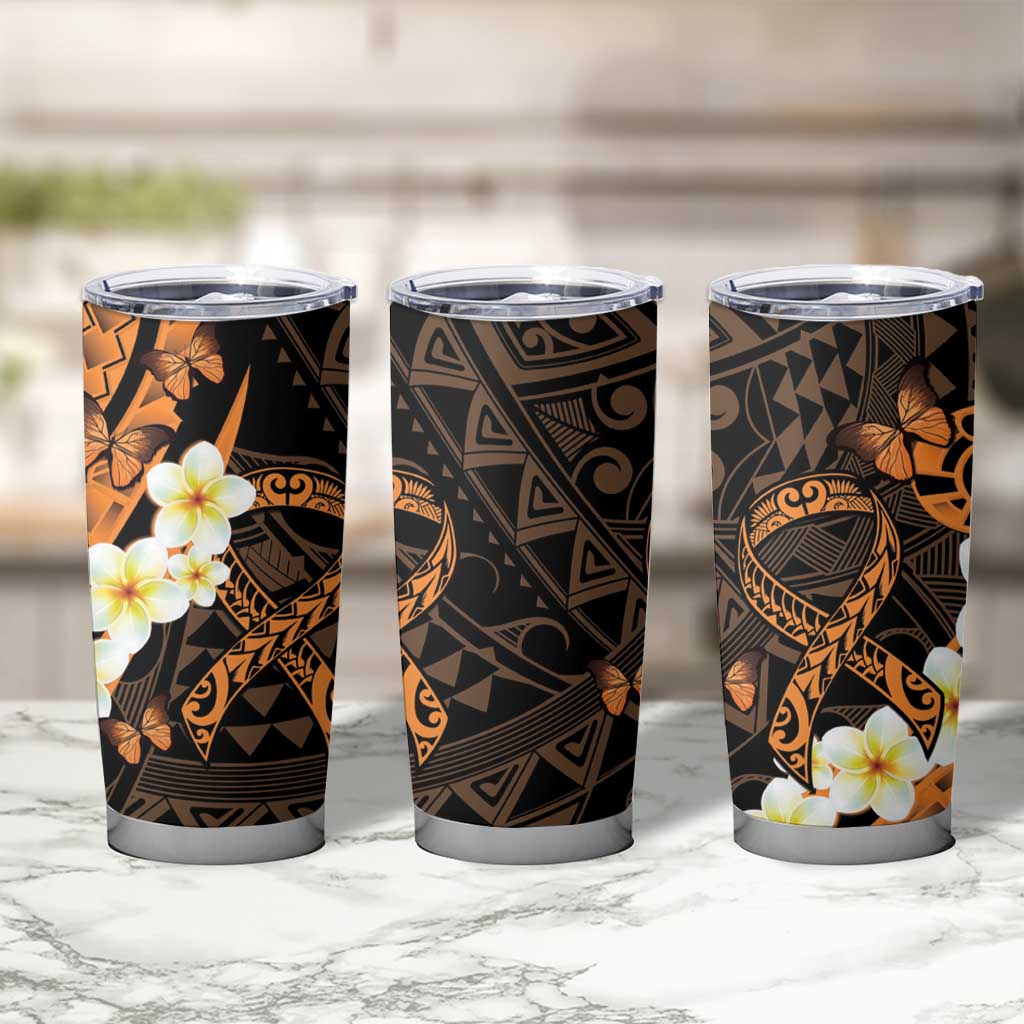 Liver Cancer Awareness Month Tumbler Cup Awareness Is Key Orange Polynesian Ribbon LT14 - Polynesian Pride