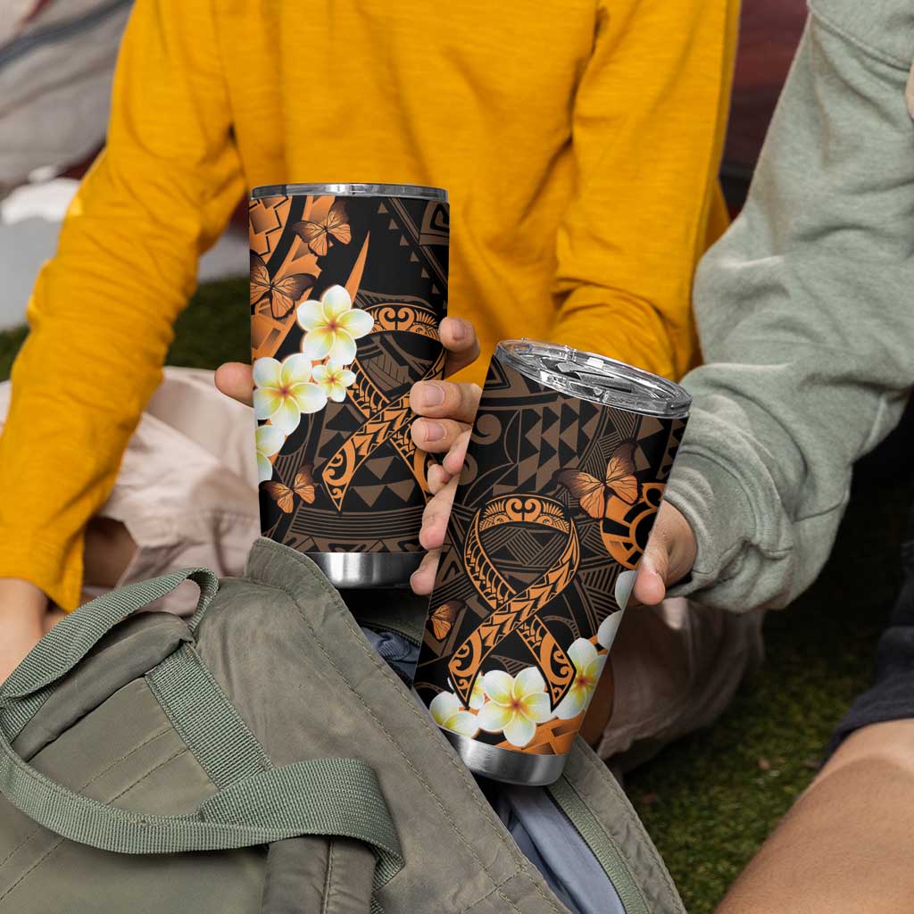 Liver Cancer Awareness Month Tumbler Cup Awareness Is Key Orange Polynesian Ribbon LT14 - Polynesian Pride
