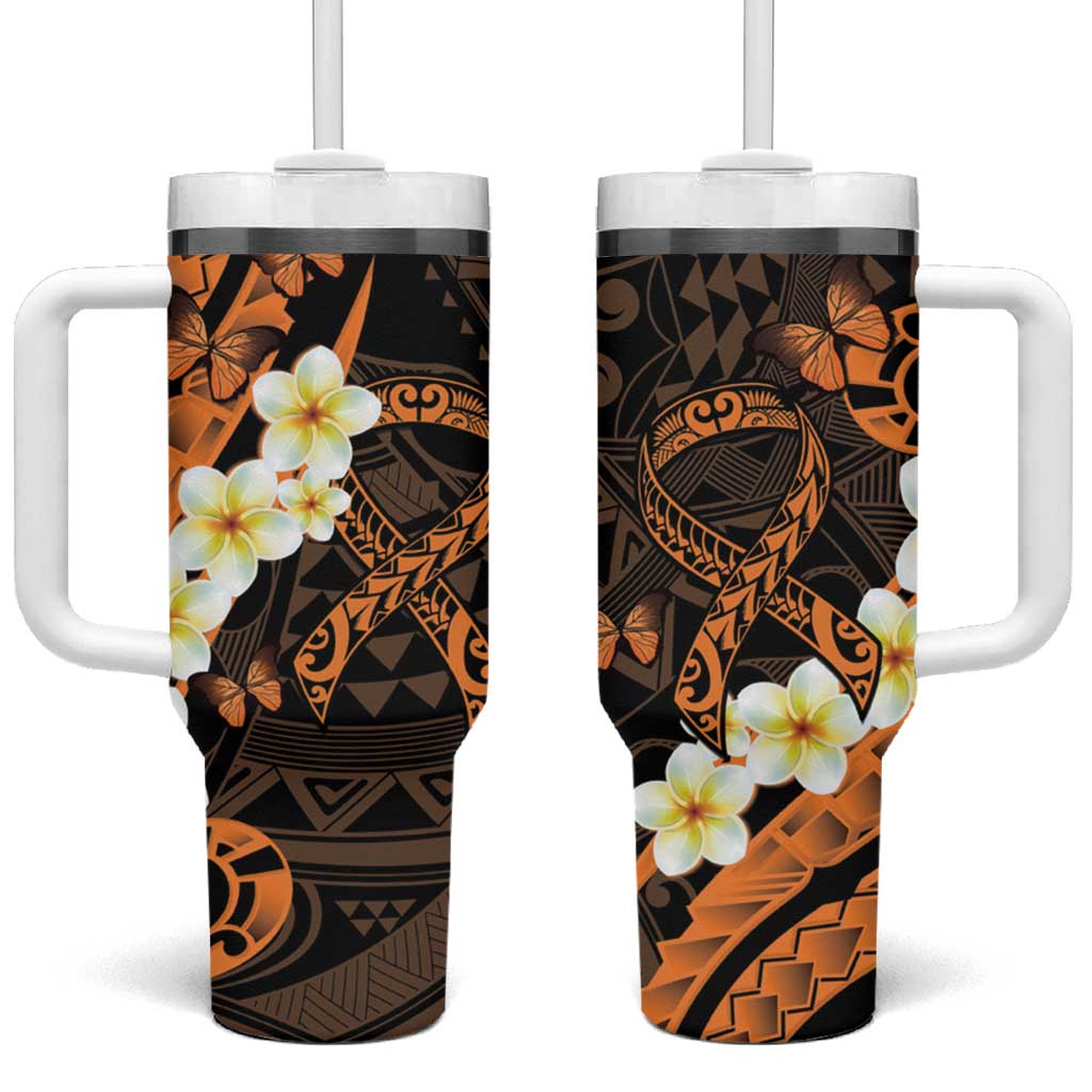 Liver Cancer Awareness Month Tumbler With Handle Awareness Is Key Orange Polynesian Ribbon LT14 One Size: 40 oz Orange - Polynesian Pride