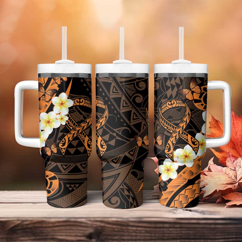 Liver Cancer Awareness Month Tumbler With Handle Awareness Is Key Orange Polynesian Ribbon LT14 - Polynesian Pride