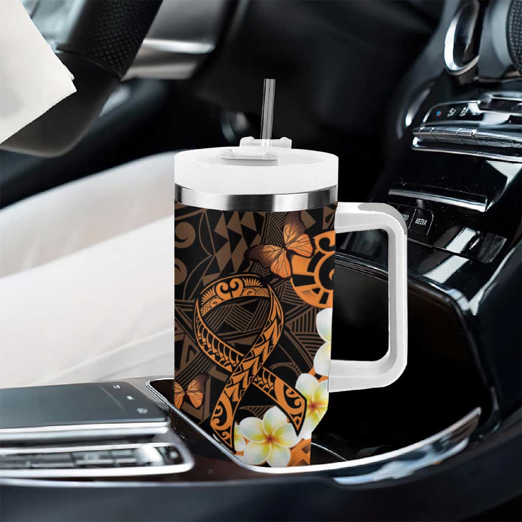 Liver Cancer Awareness Month Tumbler With Handle Awareness Is Key Orange Polynesian Ribbon LT14 - Polynesian Pride