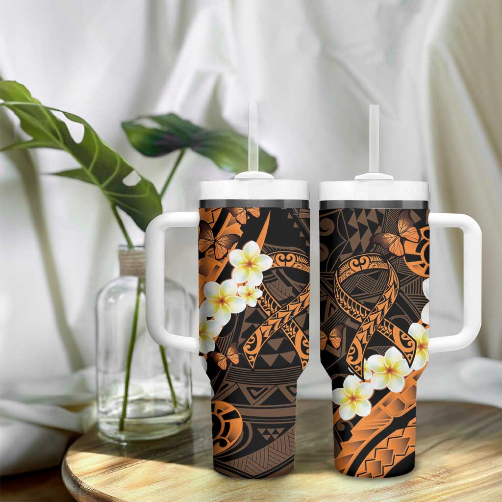 Liver Cancer Awareness Month Tumbler With Handle Awareness Is Key Orange Polynesian Ribbon LT14 - Polynesian Pride