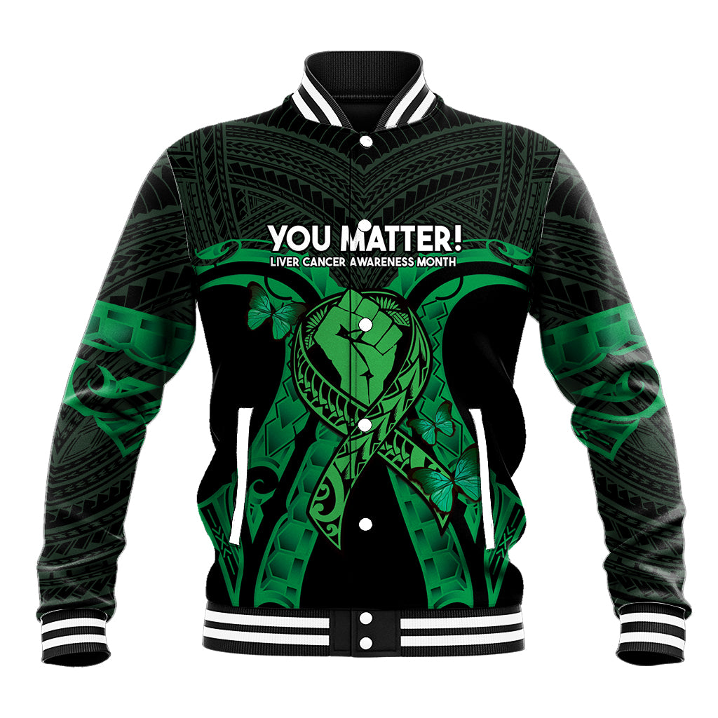 ADHD Awareness Month You Matter Baseball Jacket Green Polynesian Ribbon