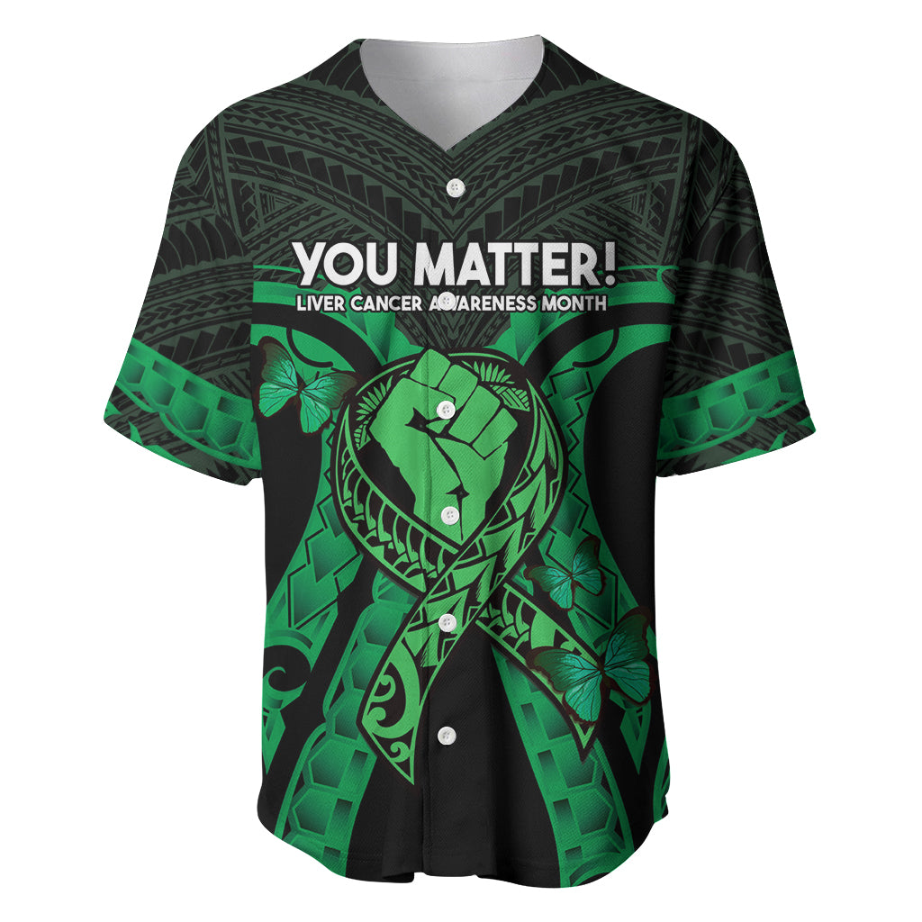 ADHD Awareness Month You Matter Baseball Jersey Green Polynesian Ribbon