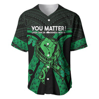 ADHD Awareness Month You Matter Baseball Jersey Green Polynesian Ribbon
