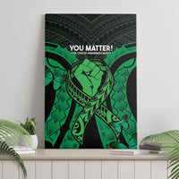 ADHD Awareness Month You Matter Canvas Wall Art Green Polynesian Ribbon