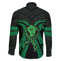 ADHD Awareness Month You Matter Family Matching Off The Shoulder Long Sleeve Dress and Hawaiian Shirt Green Polynesian Ribbon