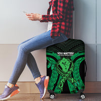 ADHD Awareness Month You Matter Luggage Cover Green Polynesian Ribbon