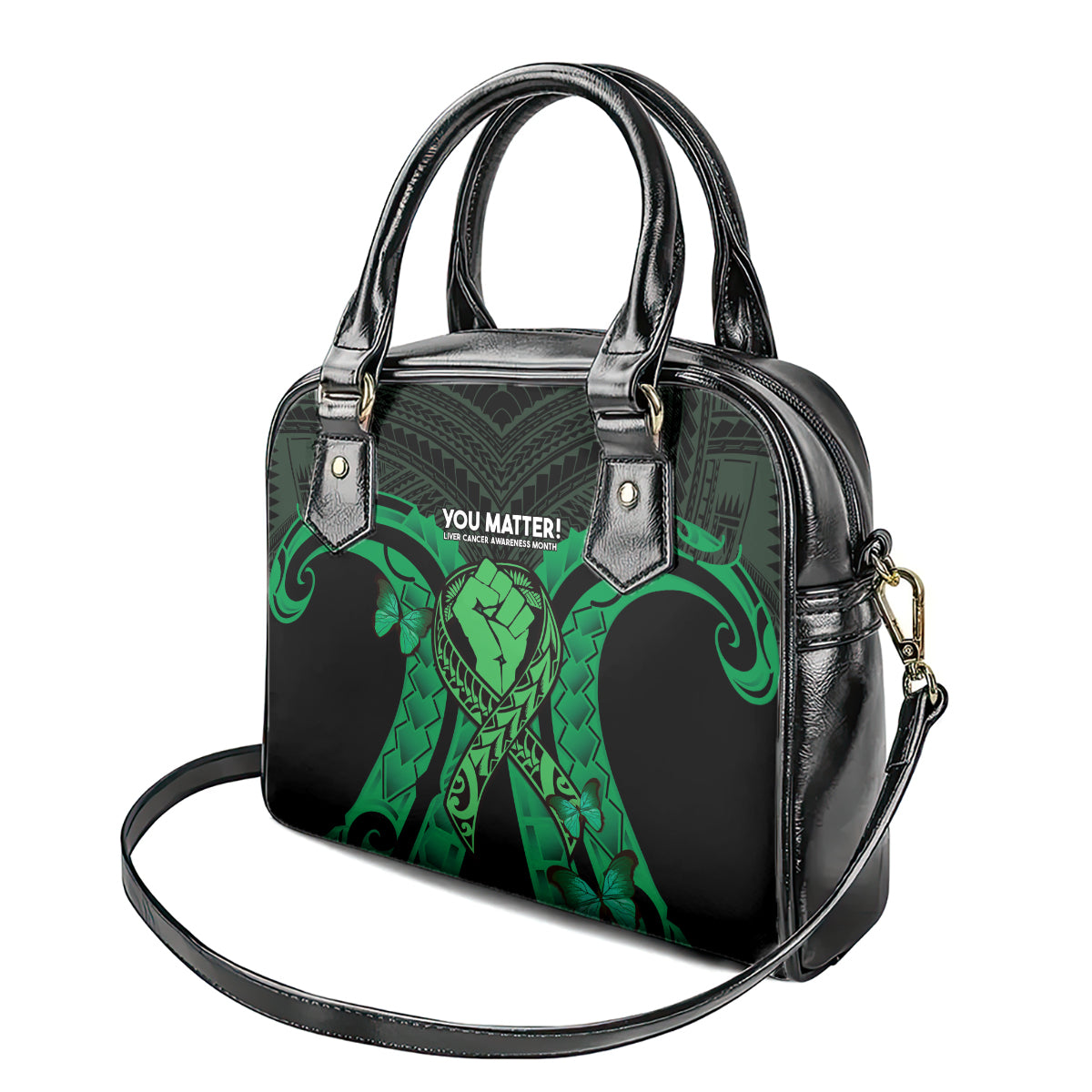 ADHD Awareness Month You Matter Shoulder Handbag Green Polynesian Ribbon