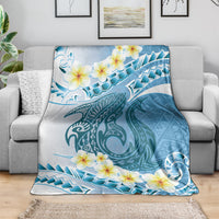 Blue Hawaii Shark Tattoo Blanket Frangipani With Polynesian Pastel Version LT14 - Polynesian Pride