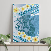 Blue Hawaii Shark Tattoo Canvas Wall Art Frangipani With Polynesian Pastel Version LT14 - Polynesian Pride