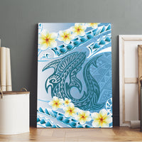 Blue Hawaii Shark Tattoo Canvas Wall Art Frangipani With Polynesian Pastel Version LT14 - Polynesian Pride