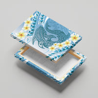 Blue Hawaii Shark Tattoo Canvas Wall Art Frangipani With Polynesian Pastel Version LT14 - Polynesian Pride