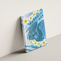 Blue Hawaii Shark Tattoo Canvas Wall Art Frangipani With Polynesian Pastel Version LT14 - Polynesian Pride