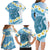 Blue Hawaii Shark Tattoo Family Matching Long Sleeve Bodycon Dress and Hawaiian Shirt Frangipani With Polynesian Pastel Version