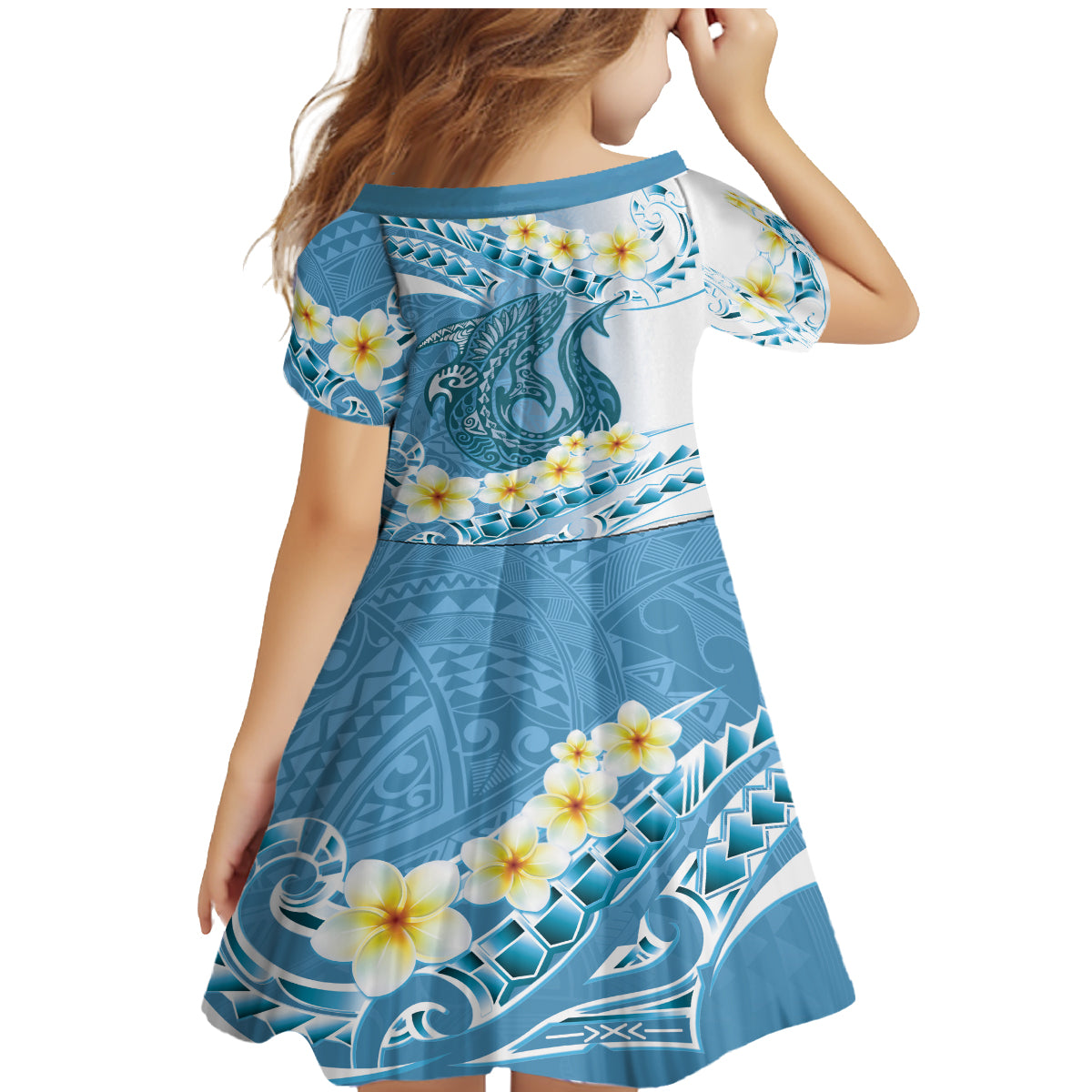 Blue Hawaii Shark Tattoo Family Matching Mermaid Dress and Hawaiian Shirt Frangipani With Polynesian Pastel Version