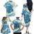 Blue Hawaii Shark Tattoo Family Matching Off The Shoulder Long Sleeve Dress and Hawaiian Shirt Frangipani With Polynesian Pastel Version