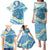 Blue Hawaii Shark Tattoo Family Matching Puletasi and Hawaiian Shirt Frangipani With Polynesian Pastel Version