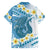 Blue Hawaii Shark Tattoo Family Matching Summer Maxi Dress and Hawaiian Shirt Frangipani With Polynesian Pastel Version