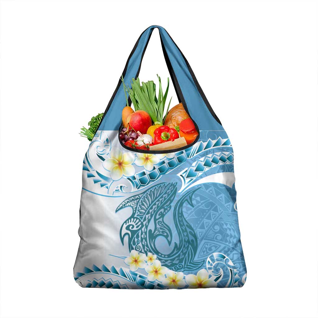 Blue Hawaii Shark Tattoo Grocery Bag Frangipani With Polynesian Pastel Version LT14 1-pack One Size Blue - Polynesian Pride