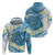 Blue Hawaii Shark Tattoo Hoodie Frangipani With Polynesian Pastel Version