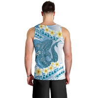 Blue Hawaii Shark Tattoo Men Tank Top Frangipani With Polynesian Pastel Version LT14 - Polynesian Pride