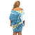 Blue Hawaii Shark Tattoo Off Shoulder Short Dress Frangipani With Polynesian Pastel Version