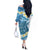 Blue Hawaii Shark Tattoo Off The Shoulder Long Sleeve Dress Frangipani With Polynesian Pastel Version