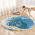 Blue Hawaii Shark Tattoo Round Carpet Frangipani With Polynesian Pastel Version